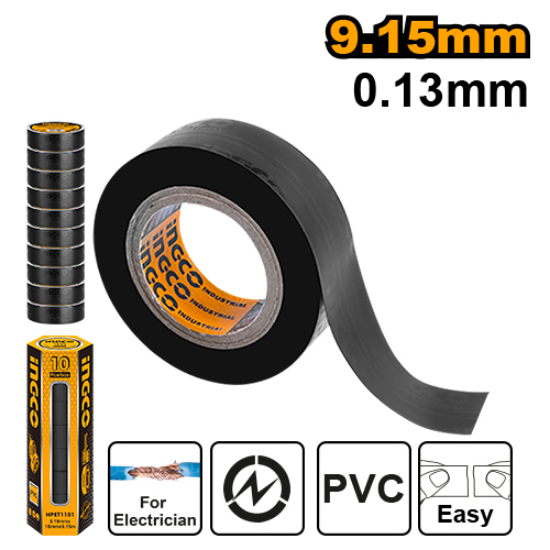 10-Piece PVC Shrink Tubing 0.13x18mm, 10 Yards – INGCO HPET1103