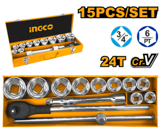 15 Pcs Industrial Socket Set (3/4