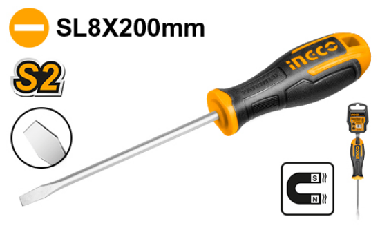 INGCO HS688200 – SL8  S2 Screwdriver with Rubber Handle