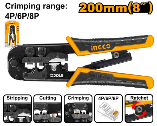 Network Crimping Pliers (4P, 6P, 8P) – INGCO HMPCN2468R