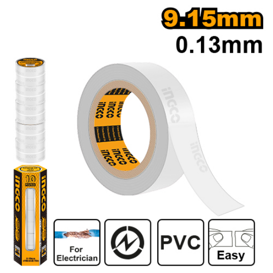 10-Piece White PVC Shrink Tubing 0.13x18mm, 10 Yards – INGCO HPET1108