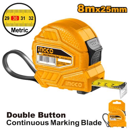 ABS Yellow Plastic Measuring Tape with 2-Stop – INGCO HSMT26825-1