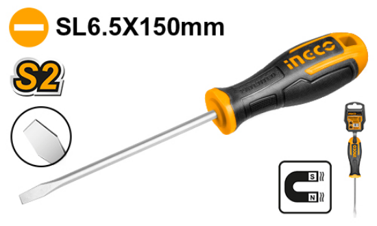 INGCO HS686150 – SL6.5 S2 Screwdriver with Rubber Handle