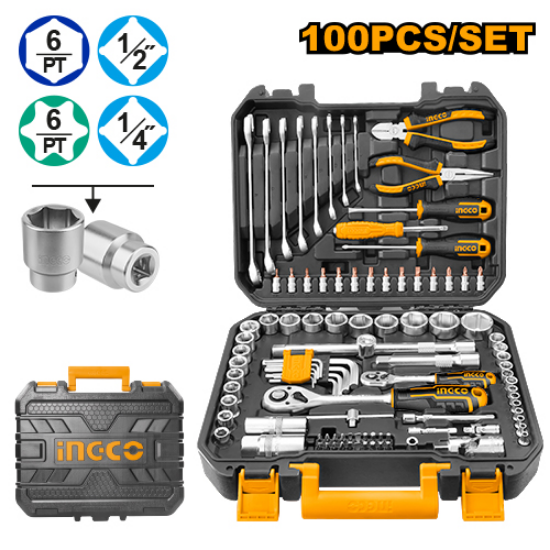 100 Pcs Mechanical Tool Set in Plastic Case – INGCO HKTHP21001