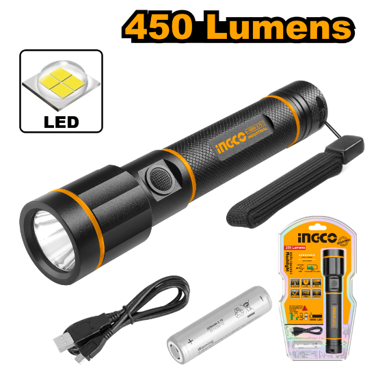 Rechargeable Flashlight 450 Lumens – INGCO HCFL1865051