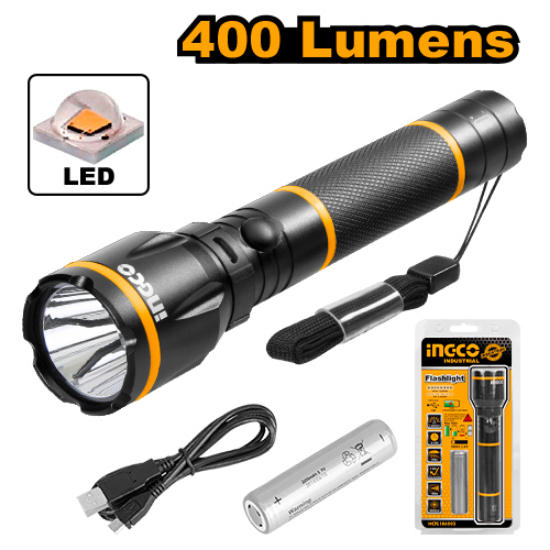 Rechargeable Flashlight 400 Lumens – INGCO HCFL186503