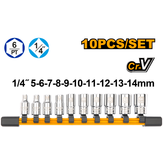 10 Pcs Chrome Socket Set – INGCO HKTS14103