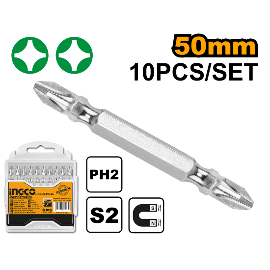 10pcs Double Screwdriver Bits Set – INGCO SDB21PH223