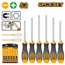 INGCO HSGT680608 – 6-Piece Industrial Impact Screwdriver Set (S2) with Rubber Handle