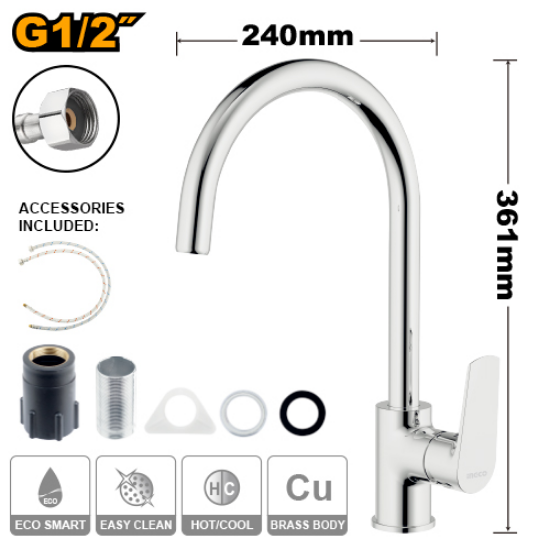 Chrome Kitchen Sink Mixer Faucet – INGCO HSLBM23401