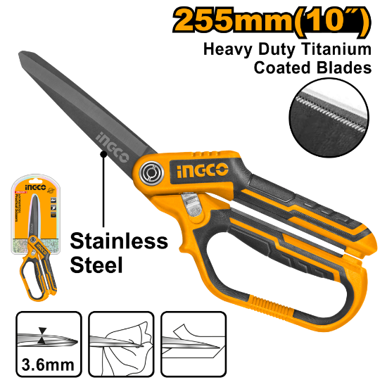 INGCO HSCRS832558 – Titanium-Coated Stainless Steel Scissors