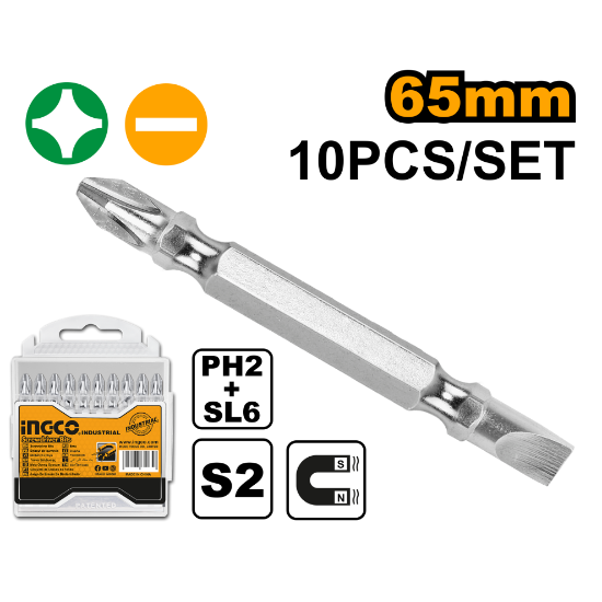 Screwdriver Bits Set PH2 + SL6 – INGCO SDB21HL133
