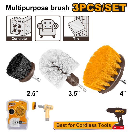 INGCO WCB0301 – 3Pcs Mixed Cleaning Brush Set for Grinder