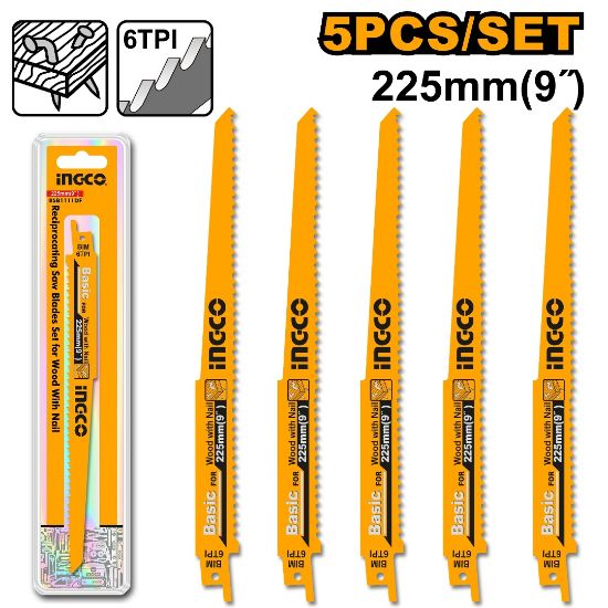 5Pcs Reciprocating Saw Blades for Wood – INGCO RSB1111DF