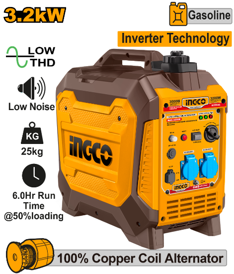 Gasoline Inverter Generator with Muffler – INGCO GEI35006