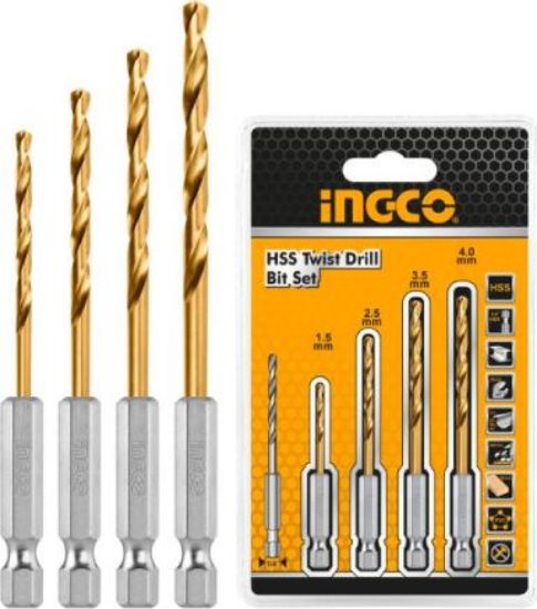 INGCO AKD1401 4PCS HSS Twist Drill Bit Set