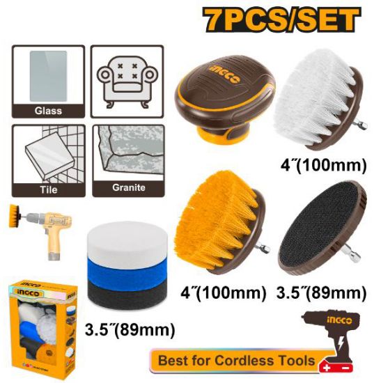 INGCO WCB0701 – 7Pcs Polishing Pads & Cleaning Brush Set for Grinder