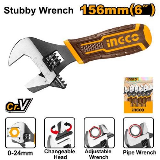 2-in-1 Short Adjustable Wrench – INGCO HADWS088