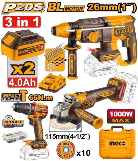 20V Cordless 26mm SDS Impact Wrench, Rotary Hammer & Accessories Combo – COSLI241198