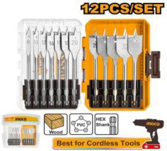 INGCO AKDL1206 12PCS Flat Wood Drill Bit Set
