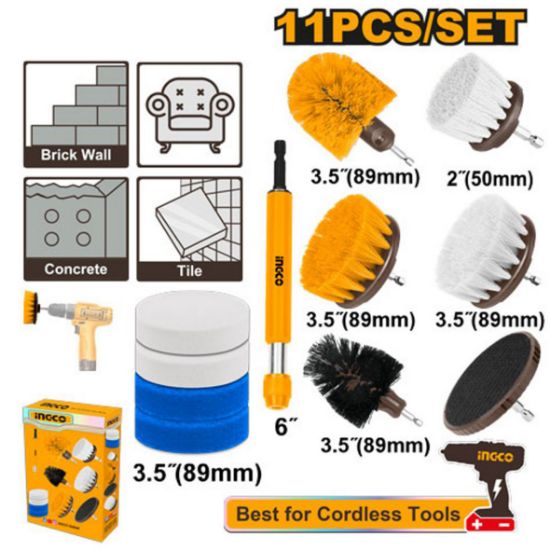 INGCO WCB1101 – 11Pcs Cleaning Brush Set with Handle for Grinder