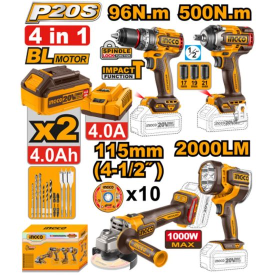 20V Cordless Hair Straightener, Rotary Hammer, Impact Wrench, Handheld Projector & Accessories Combo – COSLI241292