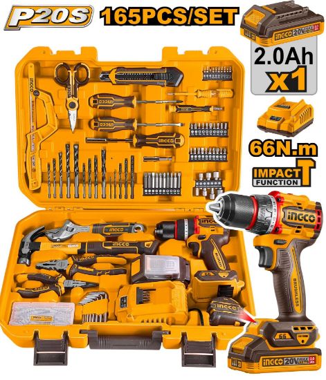 165 Pcs 20V Tool Set with Cordless Drill – INGCO HKTHP11651