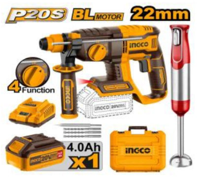 20V Cordless Hand Blender & 22mm SDS Rotary Hammer Combo – COSLI240208