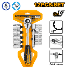 12 Pcs 1/2" Socket Set with Ratchet – INGCO HKTS12122