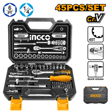 45 Pcs Socket Set with Ratchet in Plastic Case – INGCO HKTS14451