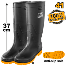 INGCO SSH092LYB.41 – Black Rubber Safety Boots, Slip-Resistant