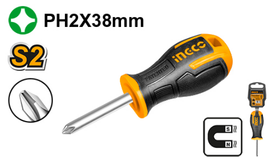 INGCO HS68PH2038 – PH2  S2 Pozidriv Screwdriver with Rubber Handle