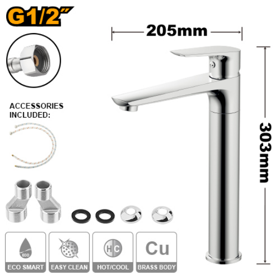 Long Chrome Sink Mixer Faucet – INGCO HSLBM12702