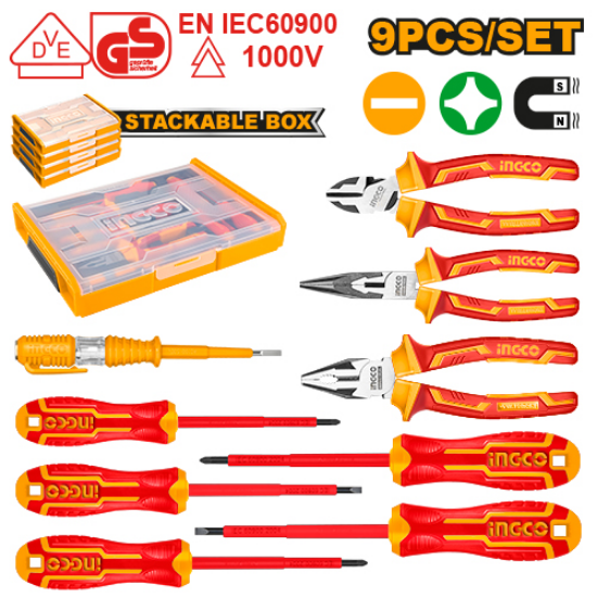 9 Pcs 1000V Insulated Plier & Screwdriver Set – INGCO HKTV01H091