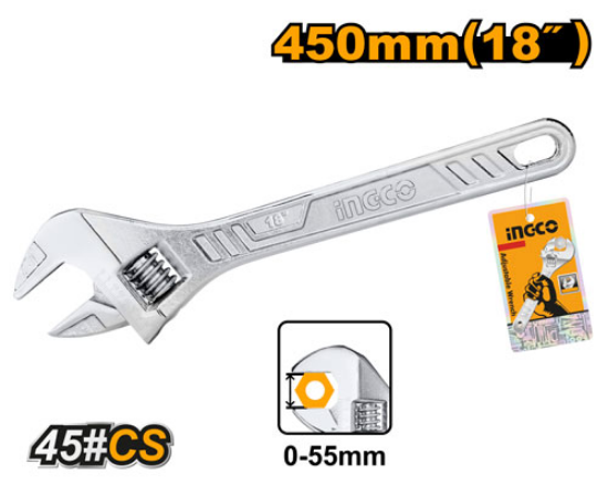 Adjustable Wrench (0–55mm) – INGCO HADW131182