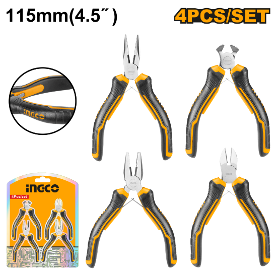 4-Piece 4.5" Mini Pliers Set – INGCO HMPS04112