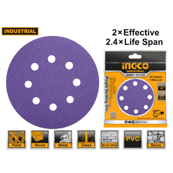 INGCO AKRS150103 11PCS 150mm Sanding Disc Set