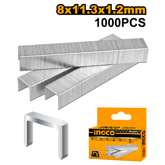 INGCO STS0208 – 1000Pcs U Shaped Heavy-Duty Staples for Stapler