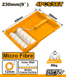 9" 4-in-1 Stainless Steel Paint Tray with Microfiber Roller Set – INGCO HKTCB042306