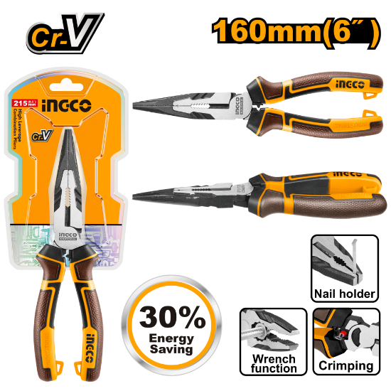 INGCO HHLNP28160 – Energy-Saving Long Nose Industrial Steel Pliers