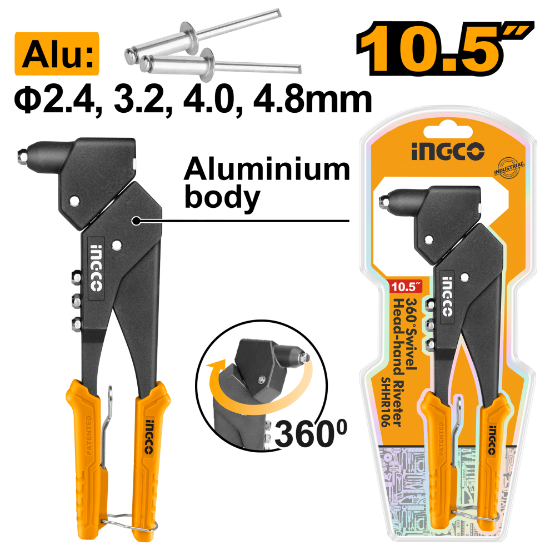 INGCO SHHR106 – Heavy-Duty Swivel Head Rivet Gun