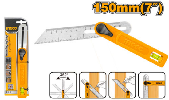 Adjustable Angle Ruler with Spirit Level – INGCO HAS181501
