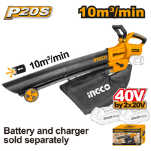 INGCO CABLI2003 40V Cordless Leaf Blower & Vacuum