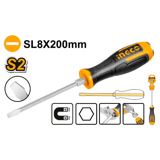 Slotted Impact Screwdriver with Rubber Handle – INGCO HGTS688200