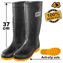 INGCO SSH092LYB.43 – Black Rubber Safety Boots, Slip-Resistant