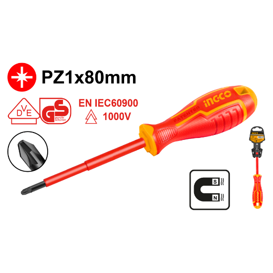 INGCO HISD81PZ180 – Insulated Pozidriv Screwdriver