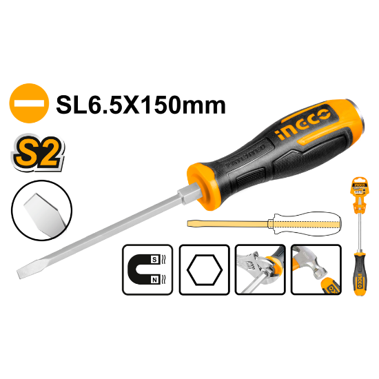 Slotted Impact Screwdriver with Rubber Handle – INGCO HGTS686150