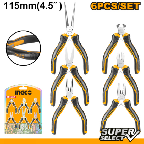6-Piece 4.5" Mini Pliers Set – INGCO HMPS06115