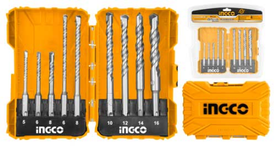 INGCO AKDL30901 9PCS SDS Drill Bit Set