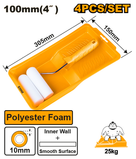 4" Paint Tray with Handle and 2 Sponge Cartridges – INGCO HKTCB041002